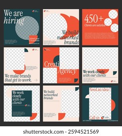 Sets of creative agency square banner template