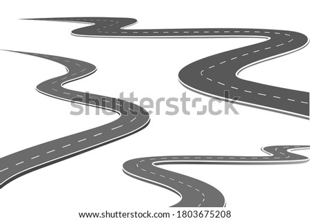 Sets Curved road journey to the future. Asphalt street isolated on white background. winding highway location. designed for abstract, background,template,milestone element,diagram process,infographic.