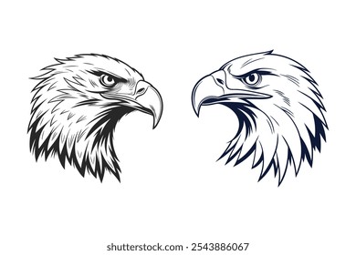Sets of Eagle Face Icon Vector Illustration Art 