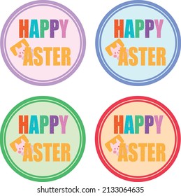 Sets of Easter logo. Happy Easter Sticker. Vector, Illustration. EPS10