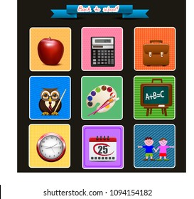 Sets of education icons in flat design style.
