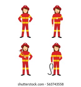 Sets of Fire Woman Illustration Design Vector.