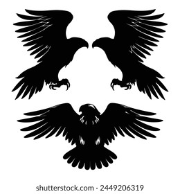 Sets Of Flying Eagle Silhouette side view eagle vector silhouette