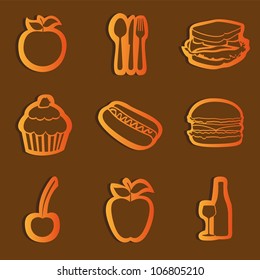 sets food glossy icons, vector illustration