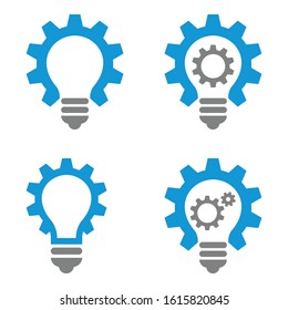 Sets of Gear Idea Bulb Lamp Logo Template