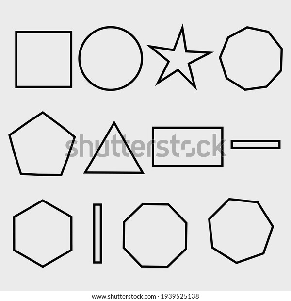 Sets of geometry shapes icons.\
