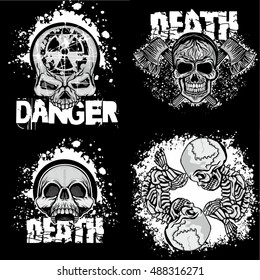 sets of Gothic coat of arms with skull, grunge.vintage design t-shirts
