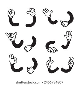 sets of hand for character mascot cartoon 