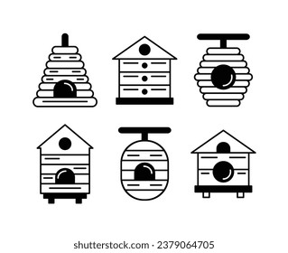 sets of honey beehive honeycomb bee icon vector design collections outline simple modern style isolated	