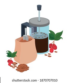 sets of items for cooking coffee on white background vector illustration design
