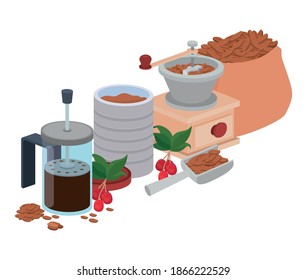 sets of items for cooking coffee vector illustration design