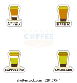 sets of Label Frames and badges vector icons coffee emblem coffee to go