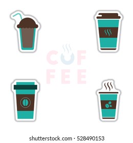 sets of Label Frames and badges vector icons coffee emblem coffee to go