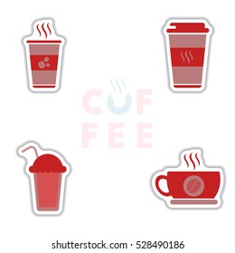 sets of Label Frames and badges vector icons coffee emblem coffee to go