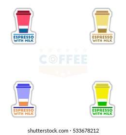 sets of Label Frames and badges vector icons coffee emblem coffee to go