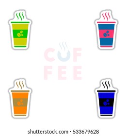 sets of Label Frames and badges vector icons coffee emblem coffee to go
