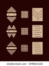 Sets for laser cutting. The sets consist of a napkin holder, a coaster and a stand for the coasters. The model is prepared for cutting material with a thickness of 3 mm.