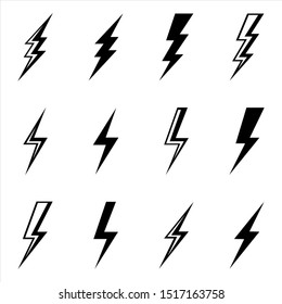 Sets Of Lightning Bolt Thunder Icon 