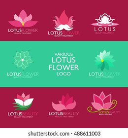 Sets of Lotus Logo and Fashion logo Design Template. Vector Illustration