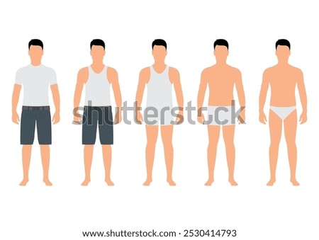 Sets of a man model with casual wear vector illustration.