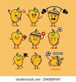 Sets of mango emoji icons in different expressions