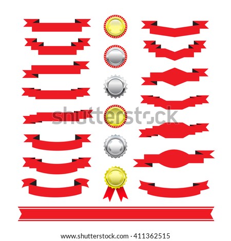 sets of medals red ribbon.