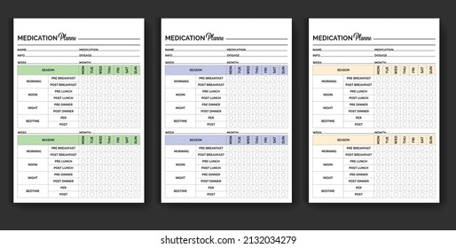 sets Medication schedule planner template set minimalist planner pages