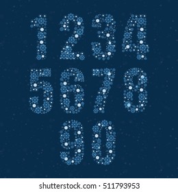 Sets Number Snow Flake Vector Illustration.