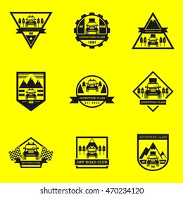 Sets of off road car logo, emblems, badges and icons. Vector Illustration Design Template