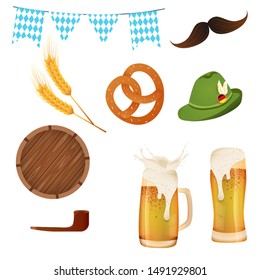 sets of oktoberfest illustration with element festival