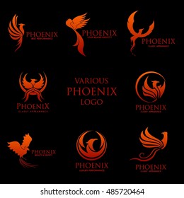 Sets of Phoenix logo design template. Vector Illustration