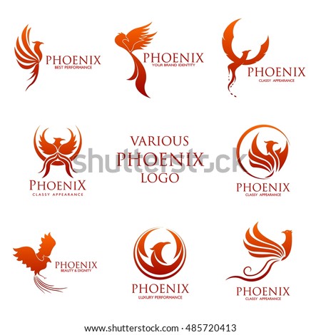 Sets of Phoenix logo design template. Vector Illustration