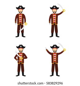 Sets of Pirates Character Design Vector.