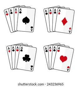 sets of playing cards with four aces eps10