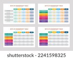 Sets of Presentations Table Templates, Tables Layout Design Vector Format, Infographics Table layout