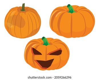 Sets of pumpkins vector illustration, hallowen pumpkin, trick or treat