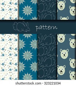 sets Rabbit and teddy bear of blue  pattern for baby boys
