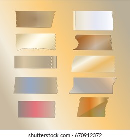 Sets realistic vector illustration of adhesive tape. Colored adhesive tape