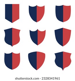 Sets von roten und blauen Schildern