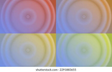 sets of red, orange, yellow and blue radial gradient background with circle srtipes texture. simple, blur, modern and color. used for background, backdrop, wallpaper and banner