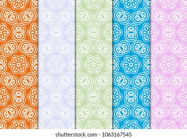 Sets of Seamless geometric pattern with modern style ornament on color background. For greeting cards, invitations, cover book, fabric, scrapbooks. Abstracr decorative.