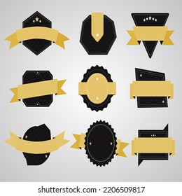 
sets of shaped blank vintage badges and labels