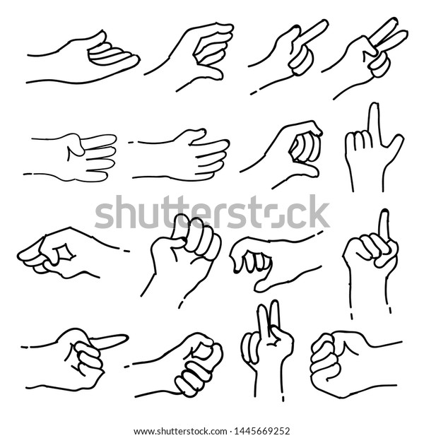 Sets Sign Language Theme Doodle Collection Stock Vector (Royalty Free ...