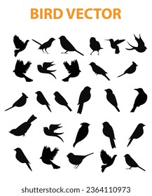 Sets of silhouette birds flying icon, in various species and action expression, create by vector