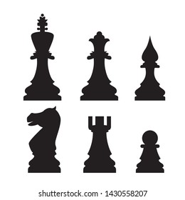 Sets of silhouette Chess icon in isolated background