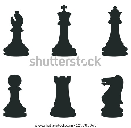 Sets of silhouette Chess icon in isolated background with king, queen, bishop, rook and pawn, create by vector