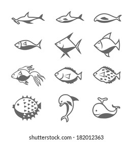 Sets of silhouette Fishes . create by vector