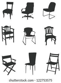 Sets of silhouette furniture, create by vector.