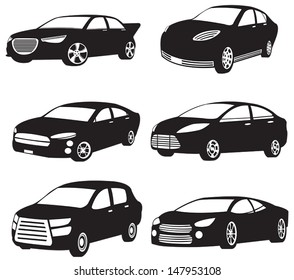 Sets of silhouette of my original model super car and vehicle and crv in isolated icon, create by vector.