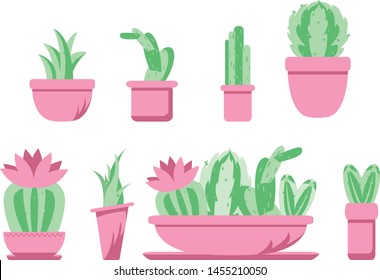 
sets of stickers in the form of cacti in the style of kawaii. great icons for your work